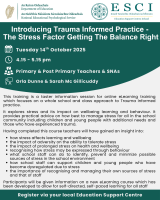Introducing Trauma informed practice – the stress factor getting the balance right   (Webinar 2)